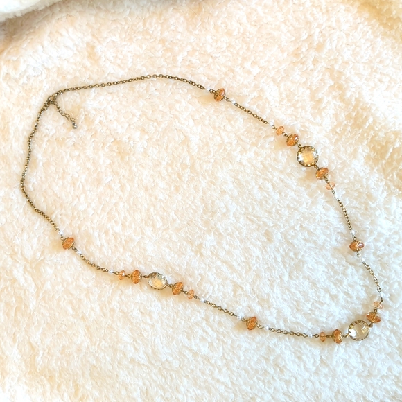 Jewelry - Vintage Apricot Glass Long Necklace
